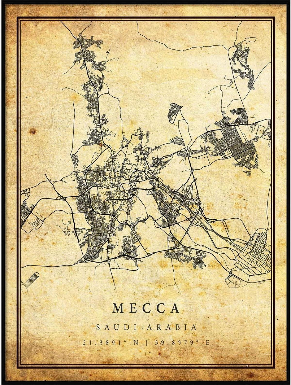 Plan antique de Mecca (Makkah)